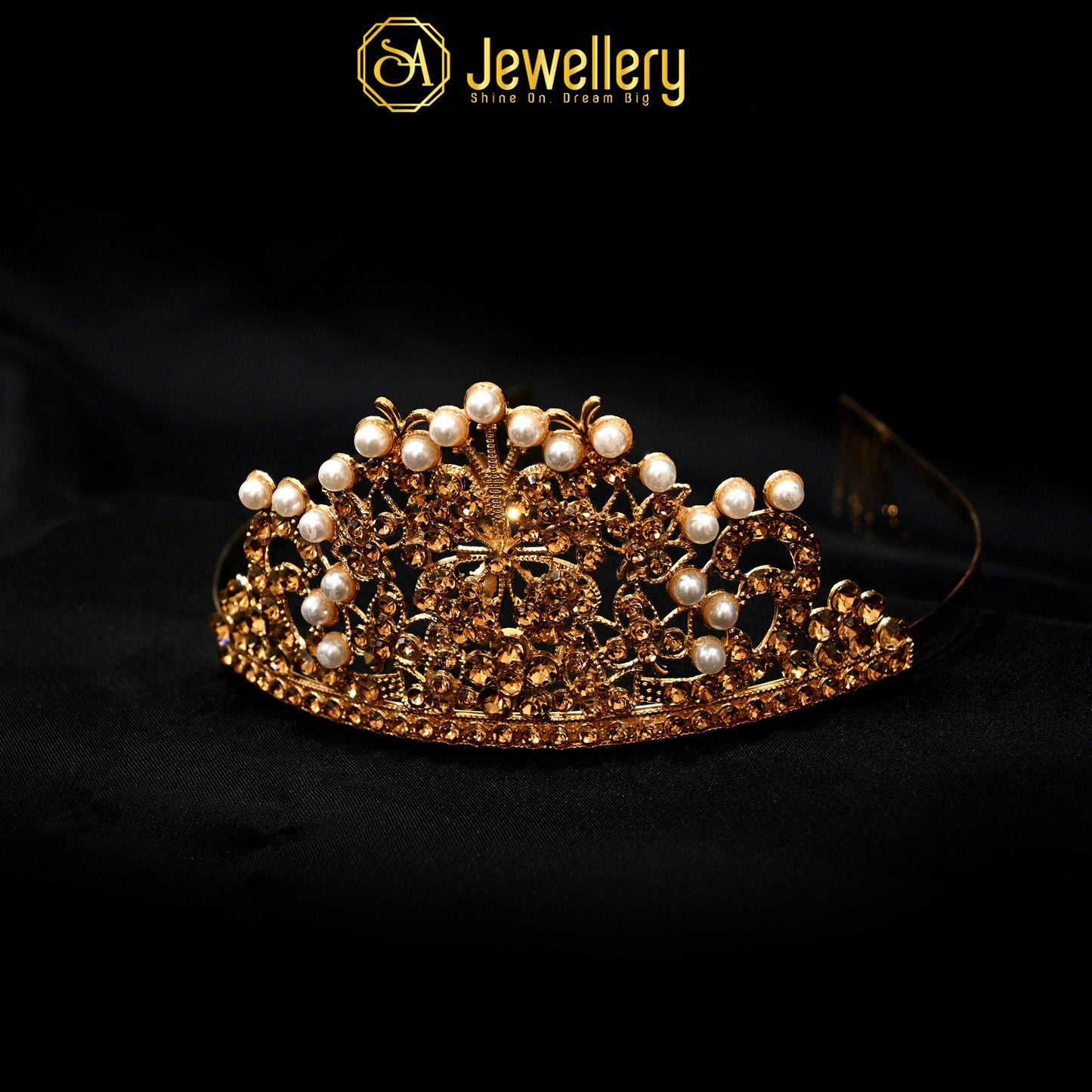 Elegant Pearl & Zircon Crown
