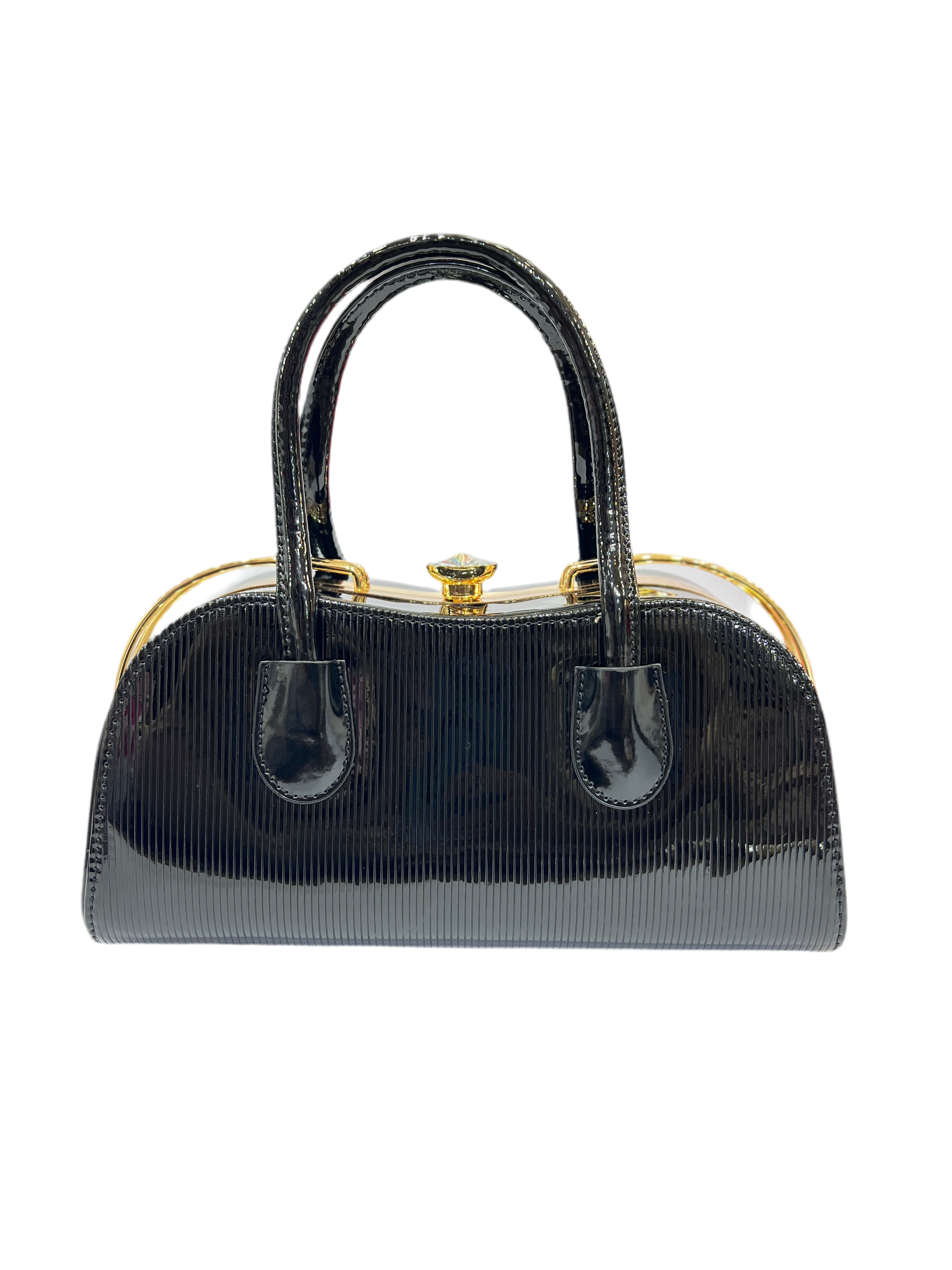 Elegant Rexine Handbag with Metal Stone-Studded Sides – Stylish & Durable SA jewelry pk