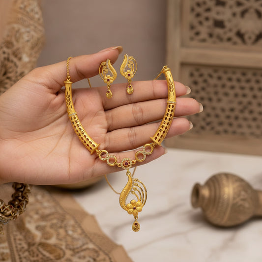 "Latest Gold Plated Bridal & Wedding Jewelry Necklace Sets SA jewelry pk"