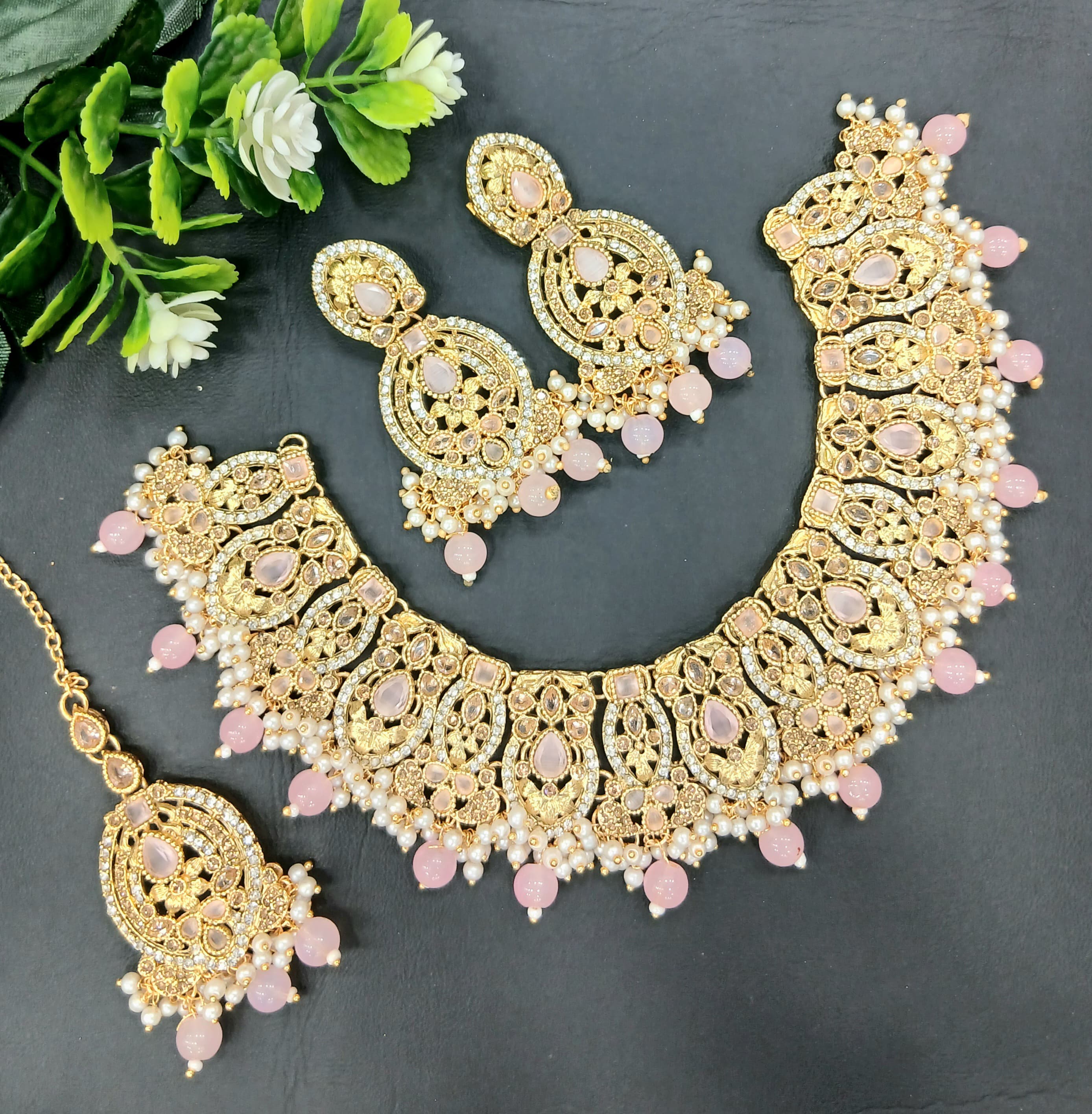 Real Stones Zarcon Bridal Necklace set SA jewelry pk