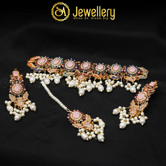 Royal Pearl & Stone Choker Set