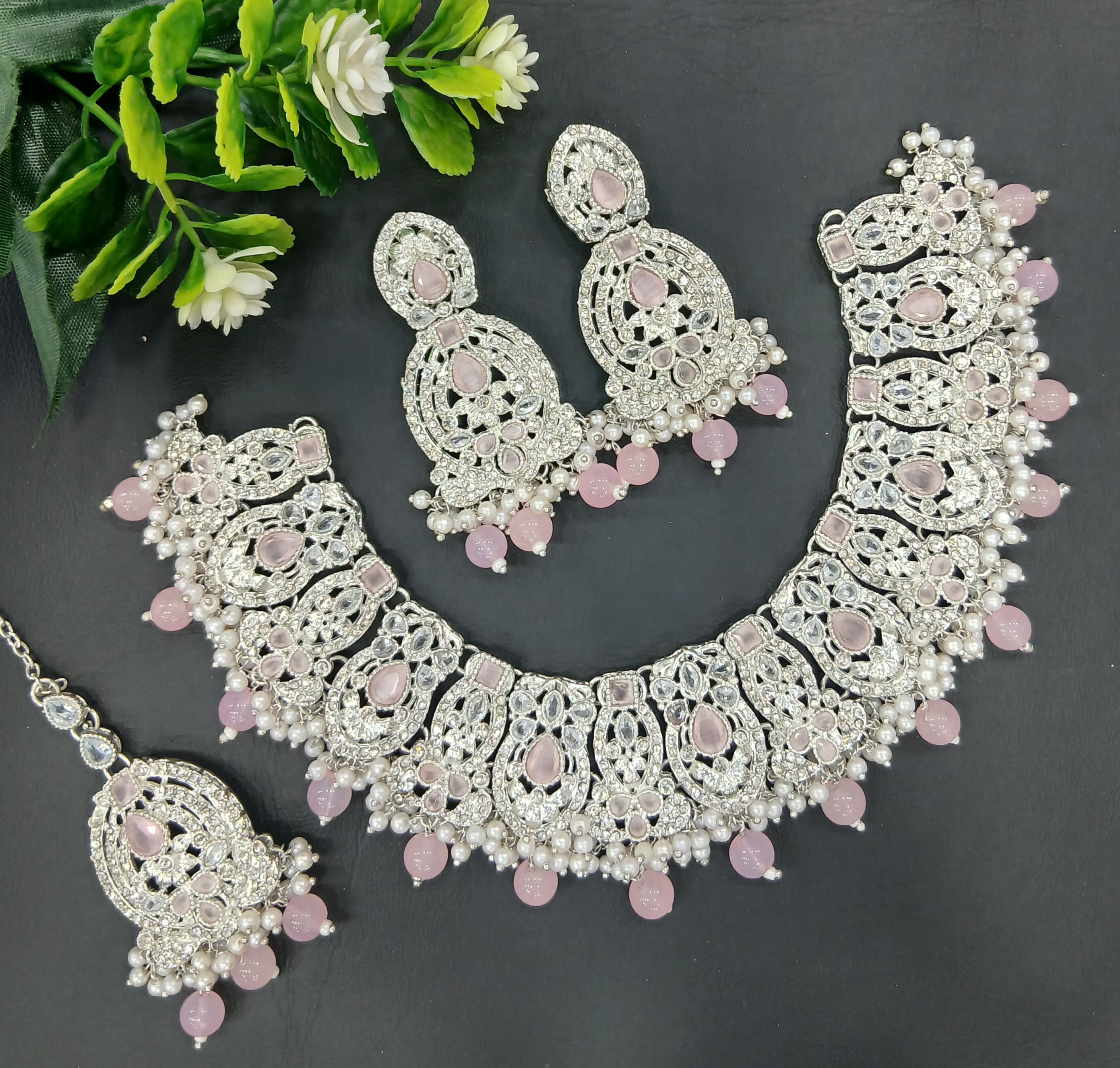 Real Stones Zarcon Bridal Necklace set SA jewelry pk