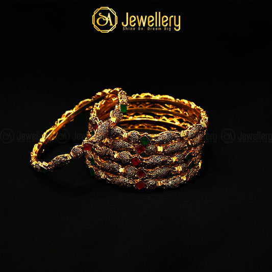 6-Piece Golden Antique Bangles Set