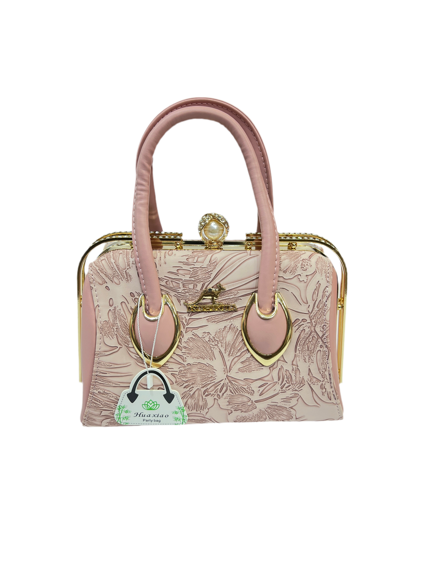Luxury Light Pink Leather Bag with Elegant Texture SA jewelry pk