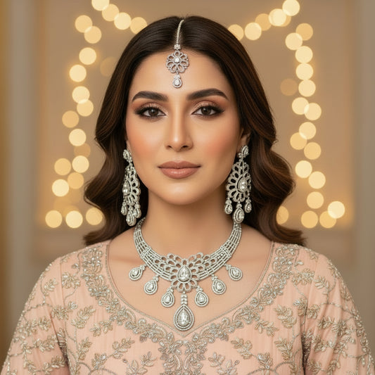 “AD-1 Carrot Necklace Set – Gold-Plated Jewelry with Original Stones for Weddings & Parties” SA jewelry pk