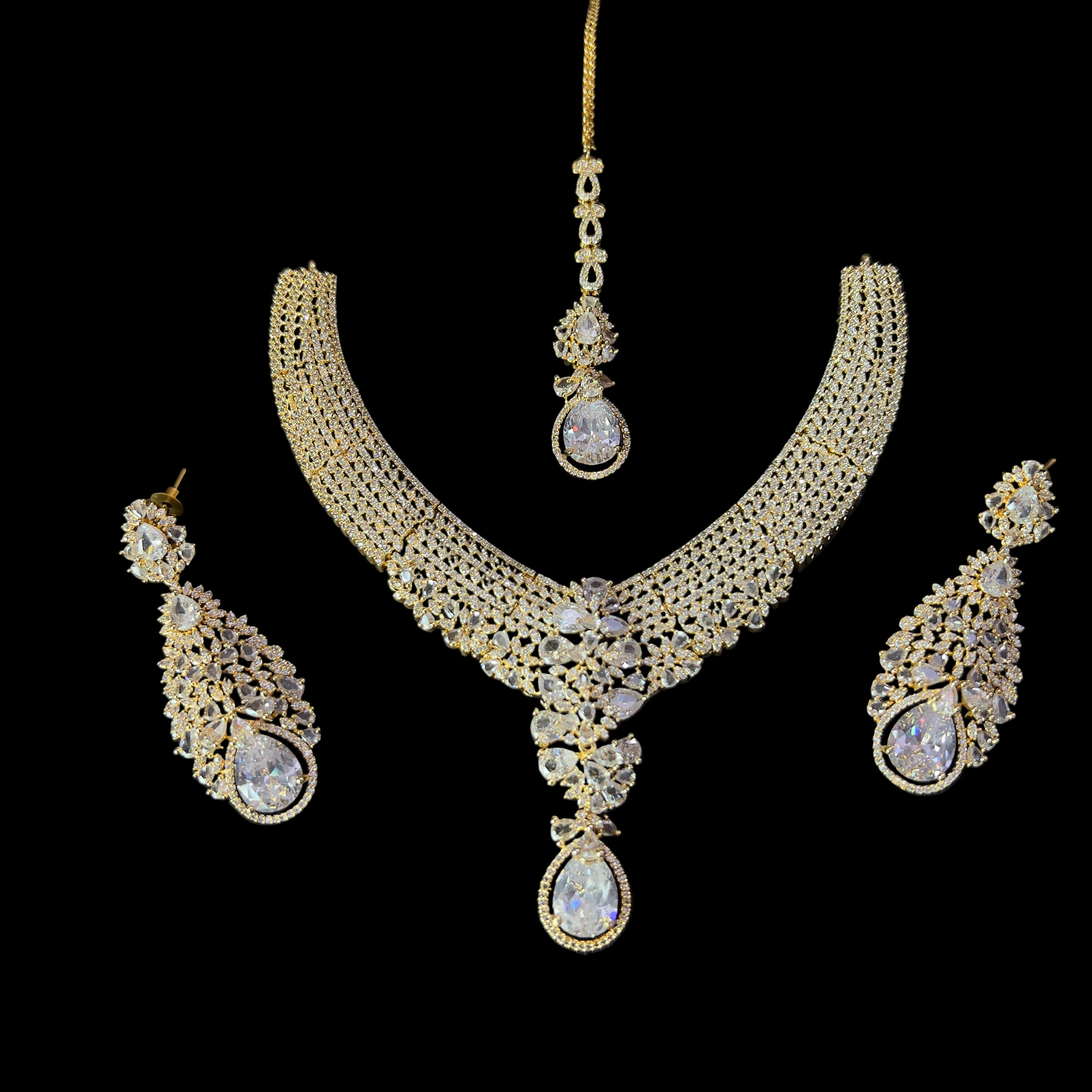 “AD-1 Carrot  two tone Necklace Set – Gold-Plated Jewelry with Original Stones for Weddings & Parties” SA jewelry pk