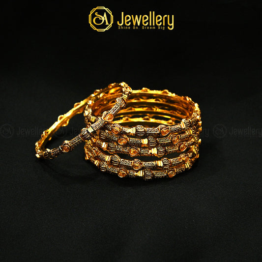 6-Piece Golden Antique Bangles Set