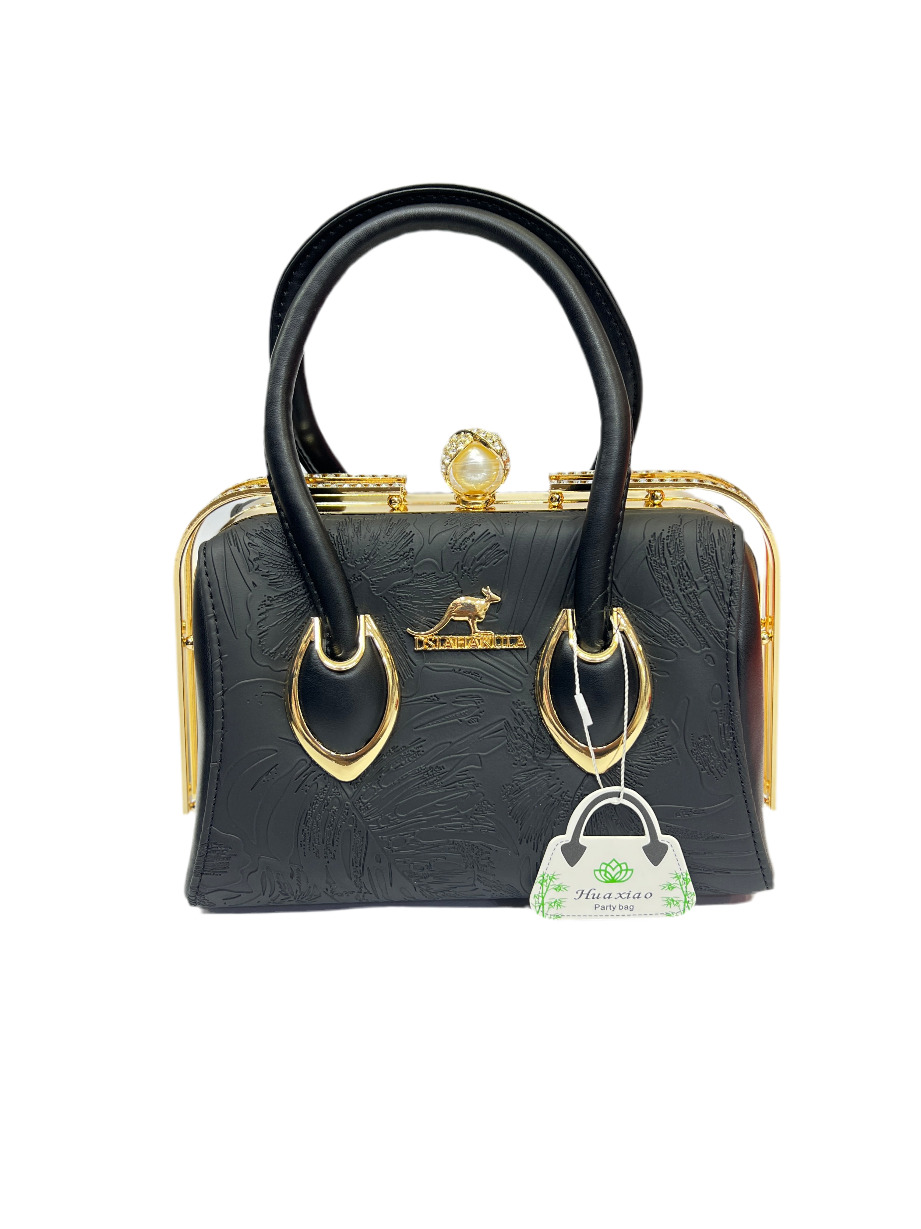 Luxury Leather Texture Handbag with Silver Stone Fram SA jewelry pk 