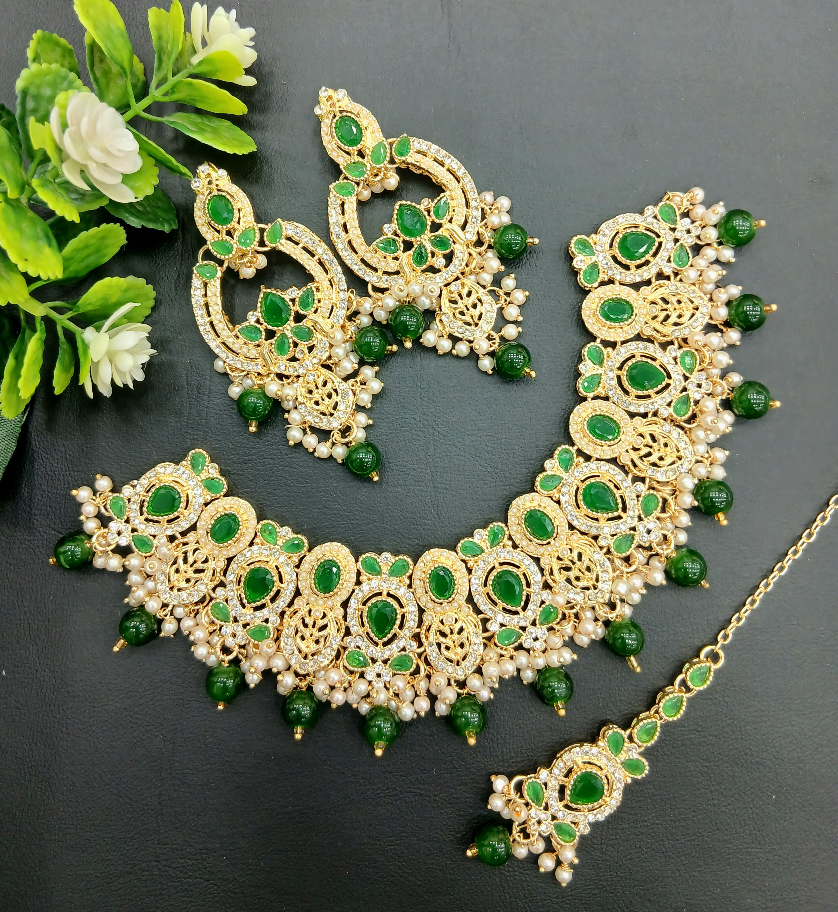 Real Stones Zarcon Bridal Necklace set SA jewelry pk