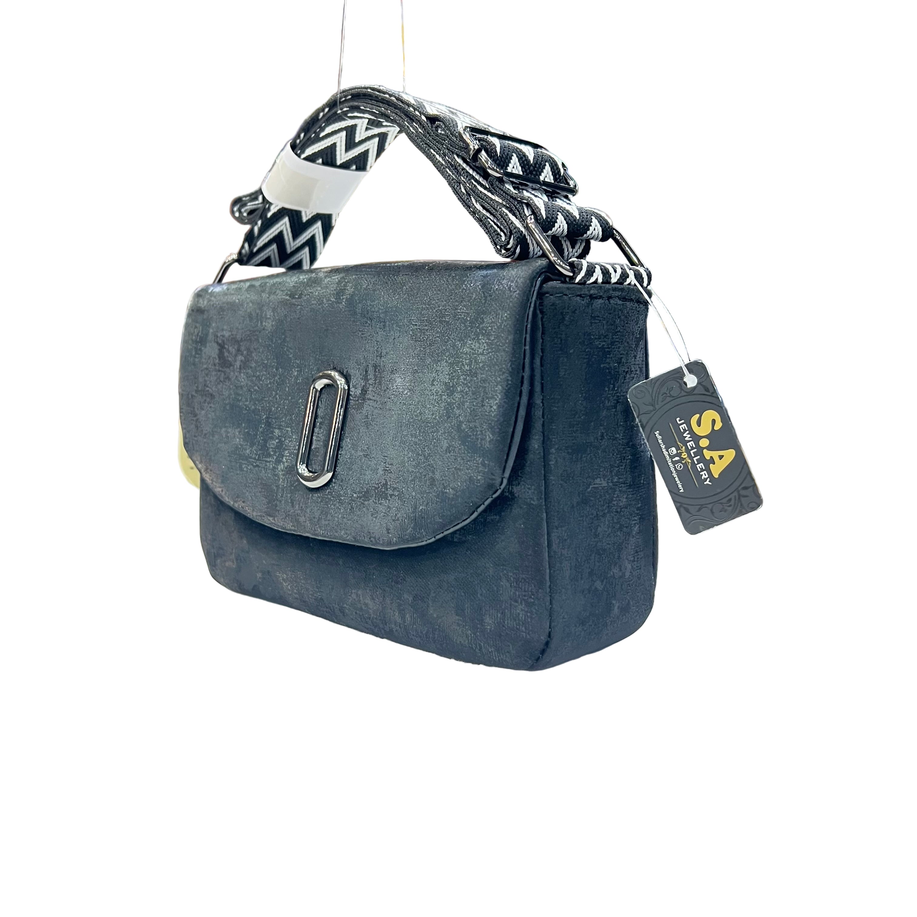 Imported Luxury Velvet Shoulder Bag  Modern Crossbody with Metallic 'O' Hardware