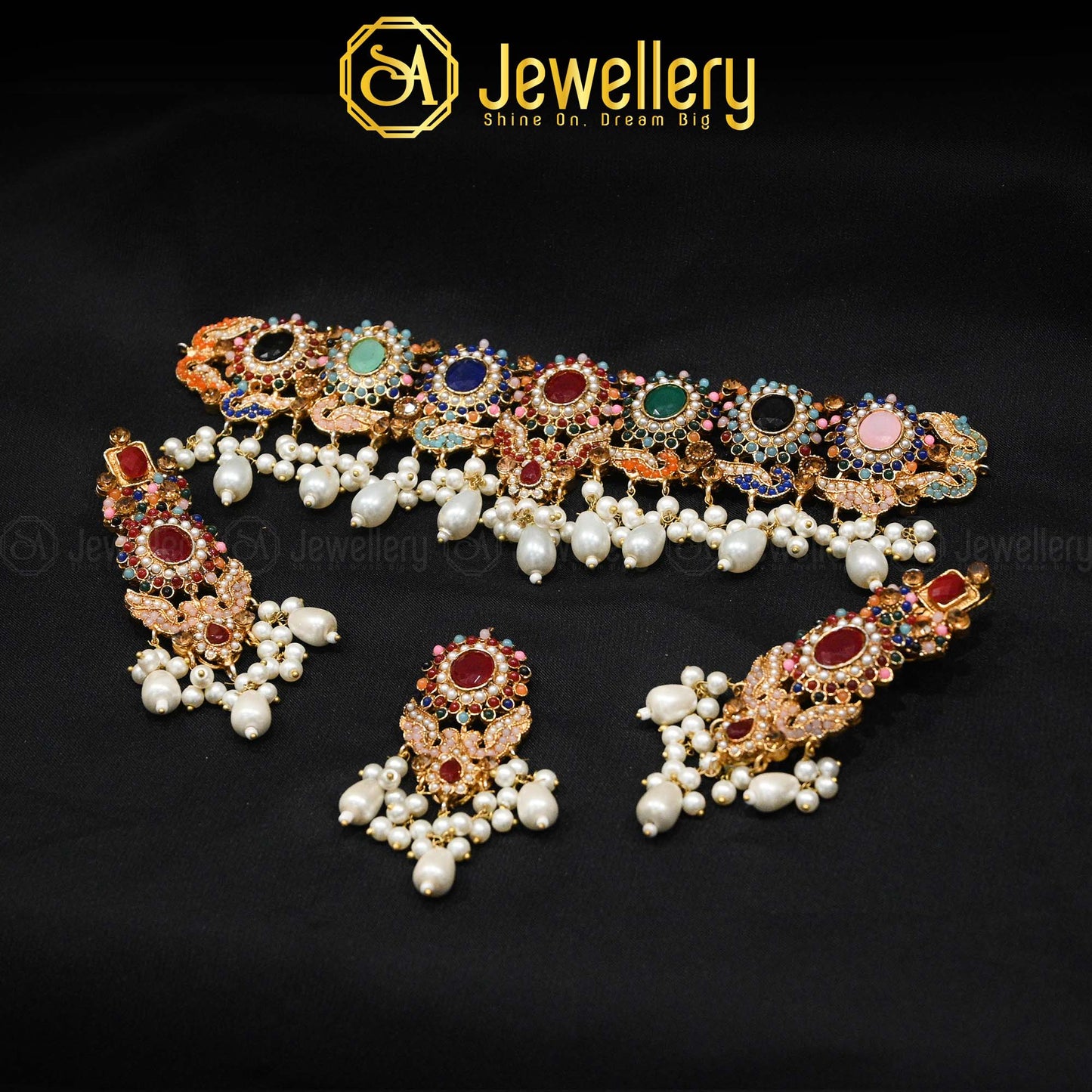 Royal Pearl & Stone Choker Set