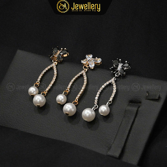 Elegant  Zircon Pearl Drop Earring