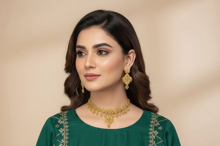 "Latest Gold Plated Bridal & Wedding Jewelry Sets SA jewelry pk"