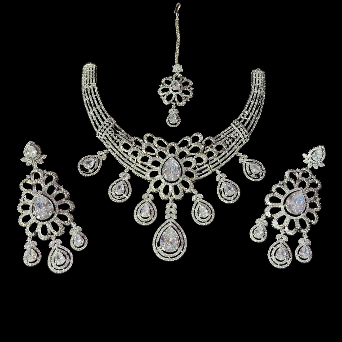 “AD-1 Carrot Necklace Set – Gold-Plated Jewelry with Original Stones for Weddings & Parties” SA jewelry pk