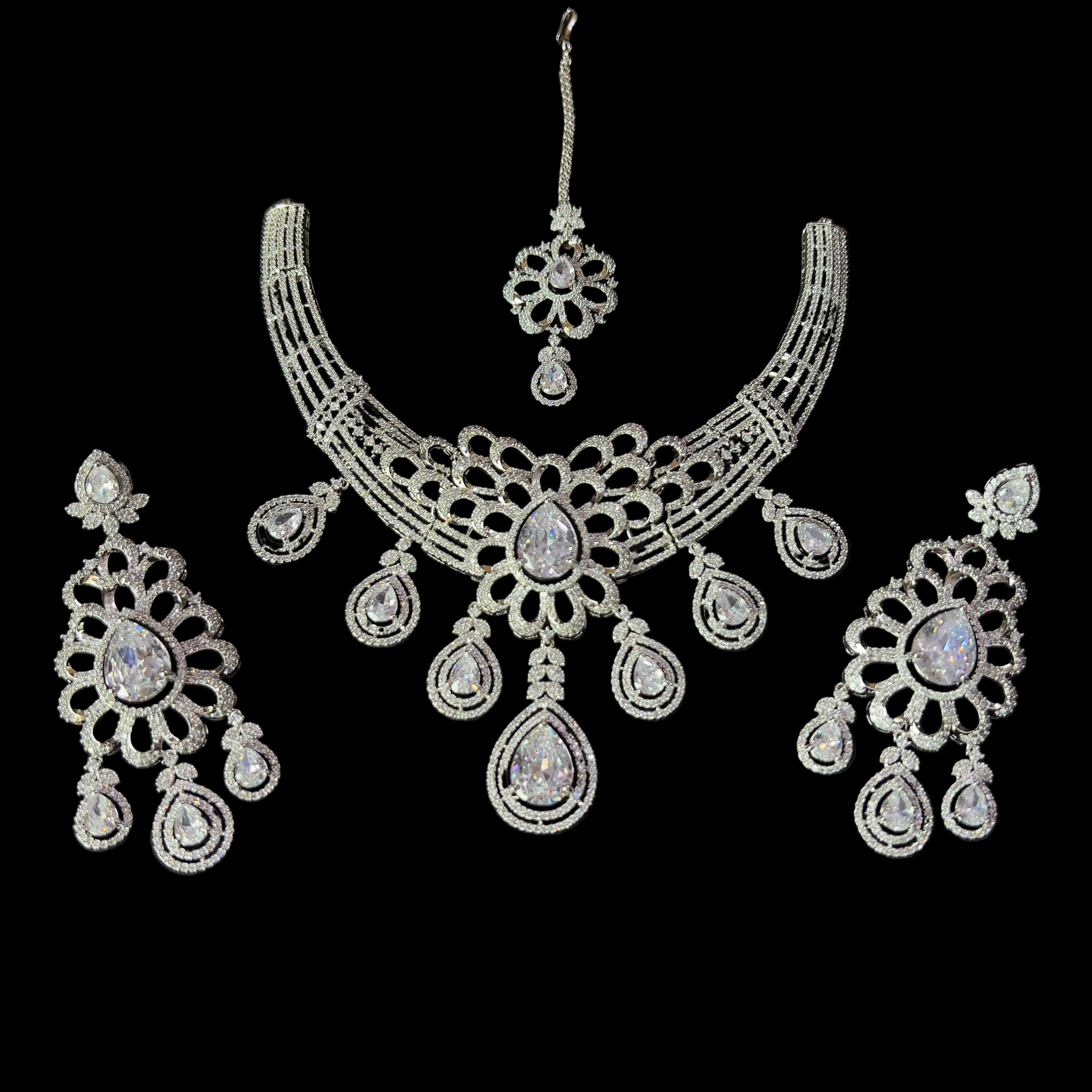 “AD-1 Carrot Necklace Set – Gold-Plated Jewelry with Original Stones for Weddings & Parties” SA jewelry pk