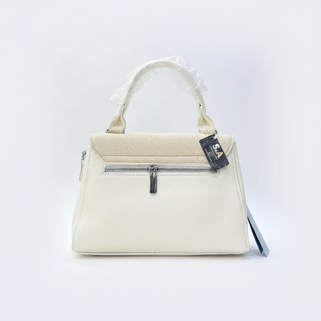 Elegant Two-Tone Top Handle Crossbody Bag for Women | Stylish Faux Leather Handbag with Mini Charm Purse SA jewelry pk