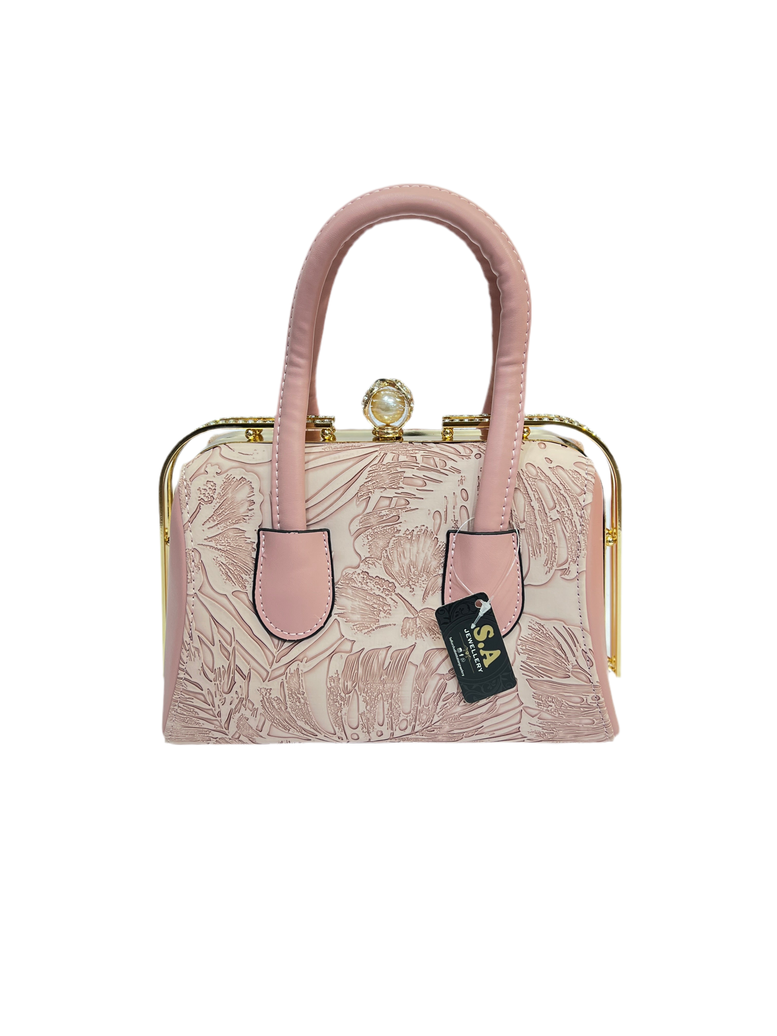 Luxury Light Pink Leather Bag with Elegant Texture SA jewelry pk