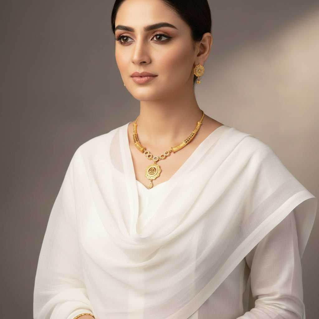 "Latest Gold Plated Bridal & Wedding Jewelry Necklace Sets SA jewelry pk"