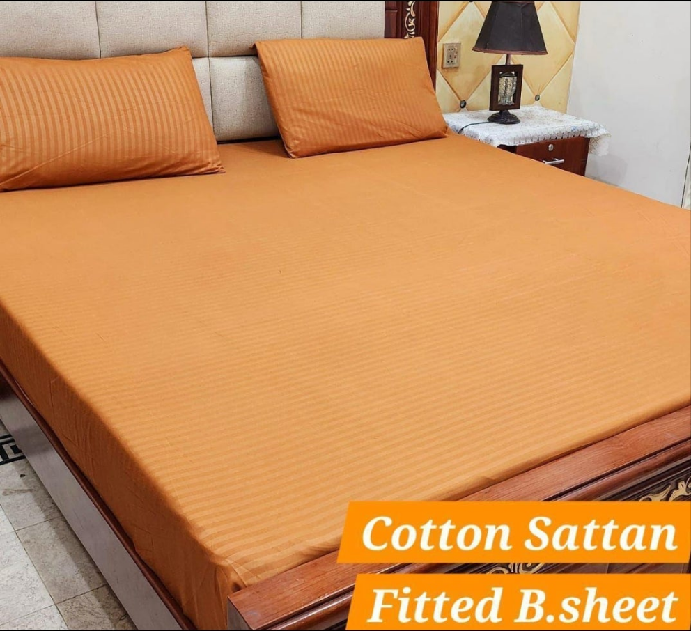 🌟 "Cotton Satin Fitted Bed Sheet – 1 Color, Soft & Wrinkle-Free Bedding | Premium Comfort at SAJewelryPK.com"