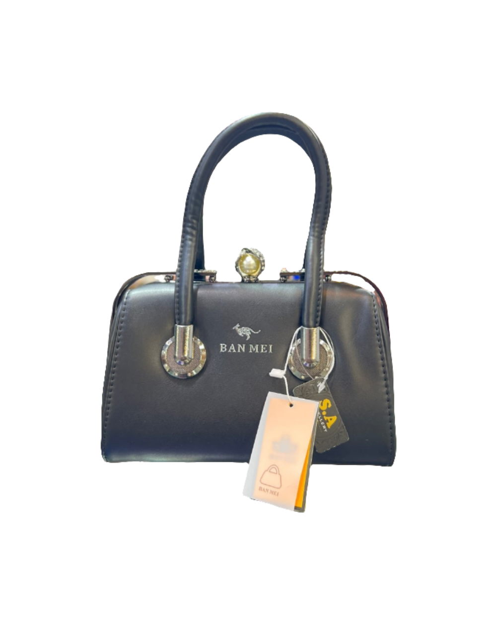 Elegant  Rexine Handbag with Metal Stone-Studded Sides – Stylish & Durable SA jewelry pk 
