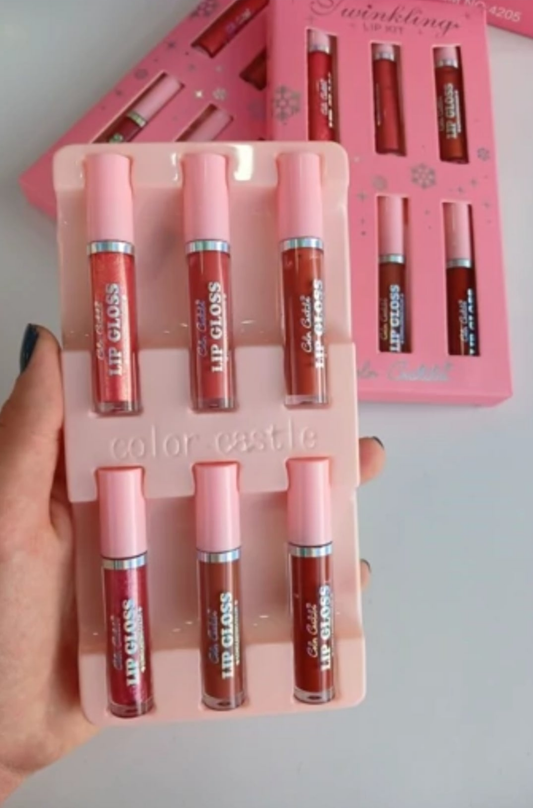 Color Castle 6pcs LipGloss Set Shine & Matte Twinkling Lip Kit Waterproof Long Lasting SA jewelry pk