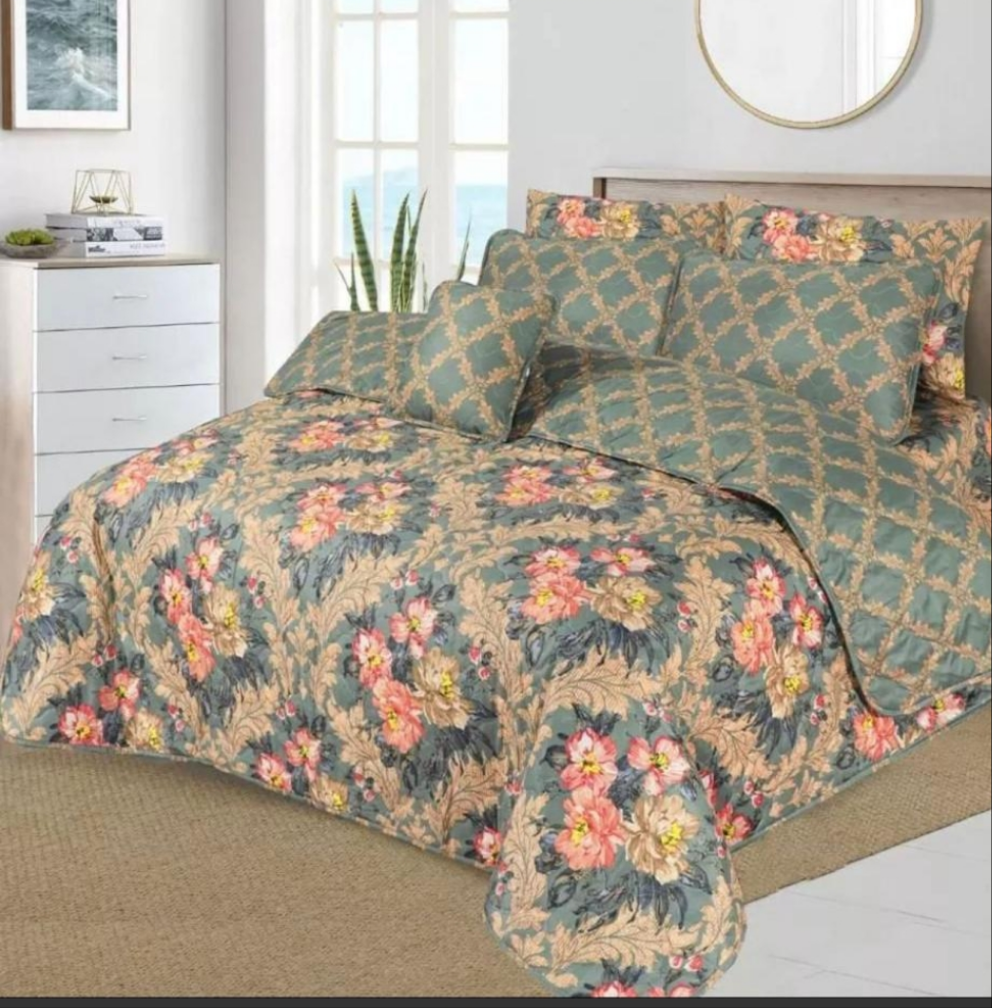 Luxury Cotton 7 Pcs Comforter Set – Soft, Breathable & Elegant Bedding for All Seasons SA Jewelry Pk