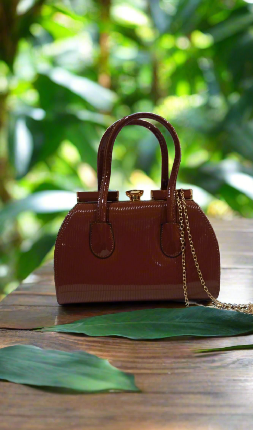 Luxury Rexine Handbag with Golden Chain – Medium Size Shoulder Bag for Women SA jewelry pk
