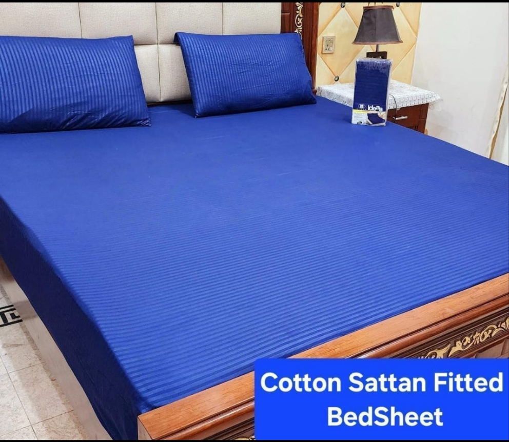🌟 "Cotton Satin Fitted Bed Sheet – 1 Color, Soft & Wrinkle-Free Bedding | Premium Comfort at SAJewelryPK.com"