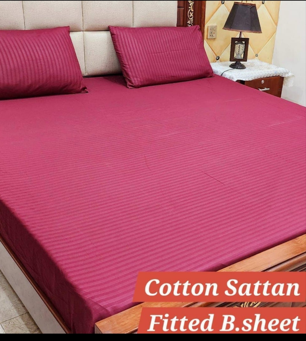🌟 "Cotton Satin Fitted Bed Sheet – 1 Color, Soft & Wrinkle-Free Bedding | Premium Comfort at SAJewelryPK.com"