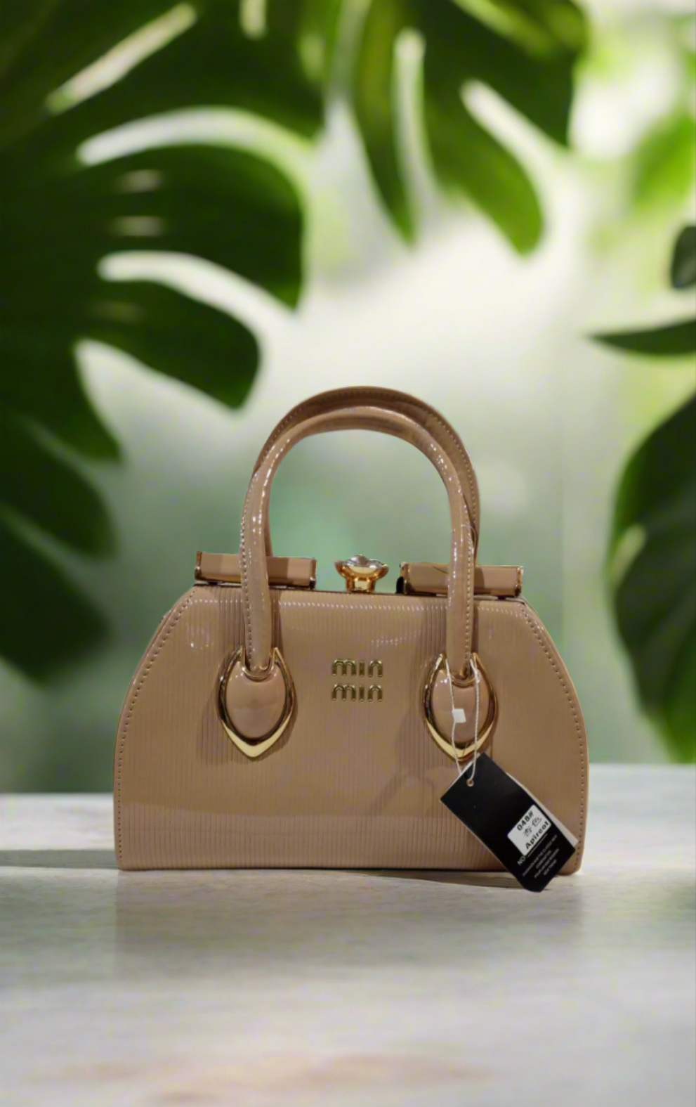 Luxury Rexine Handbag with Golden Chain – Medium Size Shoulder Bag for Women SA jewelry pk