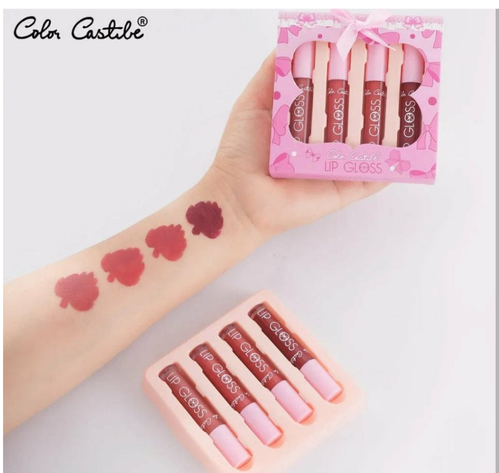 LipglossColor Castle 4pcs LipGloss Set  Shine & Matte Twinkling Lip Kit   Waterproof  Long Lasting SA jewelry pk