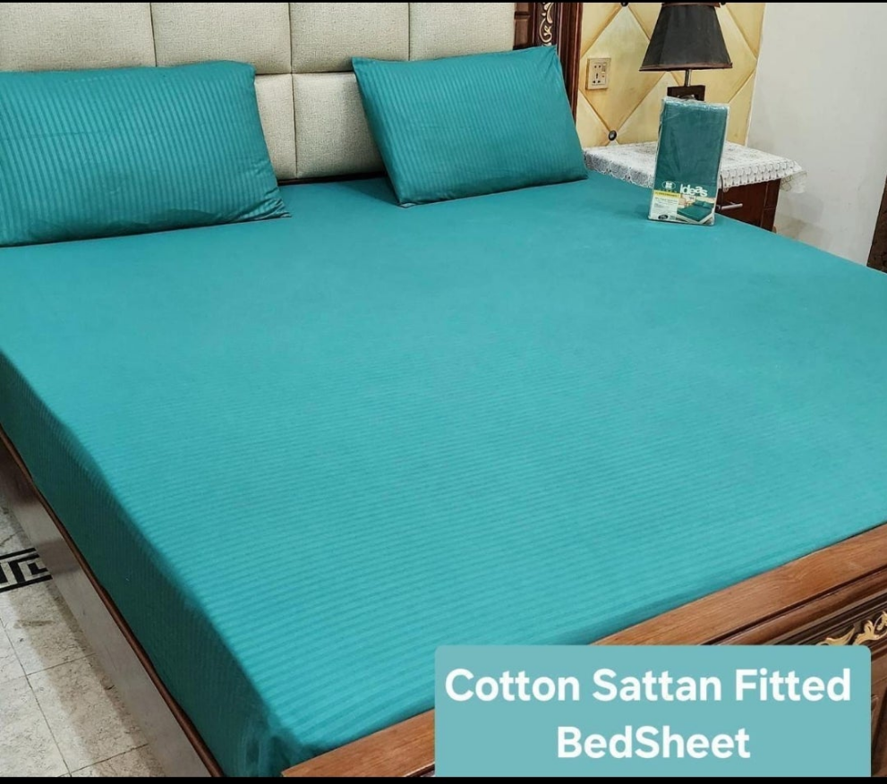 🌟 "Cotton Satin Fitted Bed Sheet – 1 Color, Soft & Wrinkle-Free Bedding | Premium Comfort at SAJewelryPK.com"