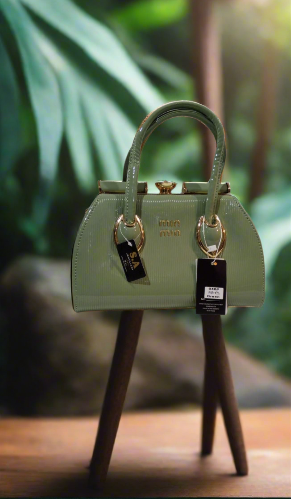 Luxury Rexine Handbag with Golden Chain – Medium Size Shoulder Bag for Women SA jewelry pk
