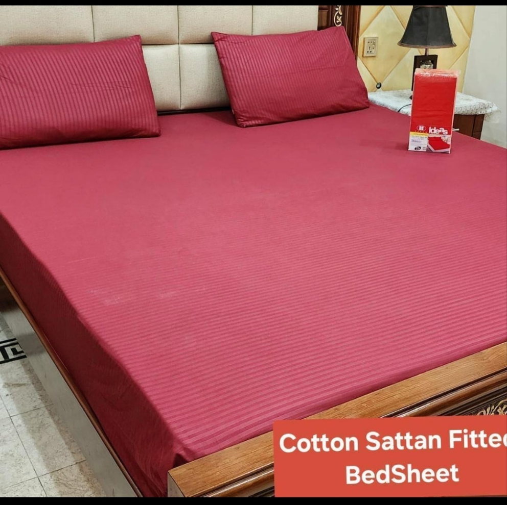 🌟 "Cotton Satin Fitted Bed Sheet – 1 Color, Soft & Wrinkle-Free Bedding | Premium Comfort at SAJewelryPK.com"