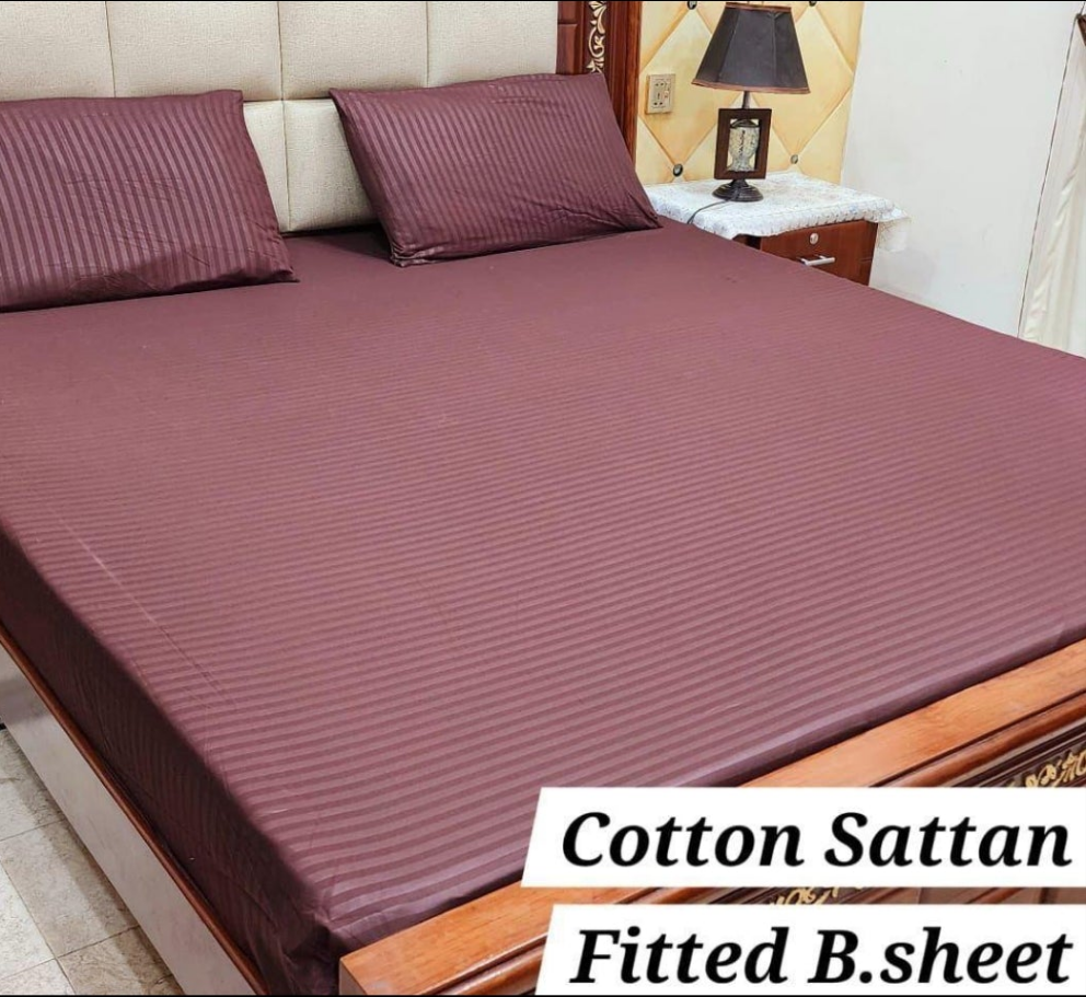 🌟 "Cotton Satin Fitted Bed Sheet – 1 Color, Soft & Wrinkle-Free Bedding | Premium Comfort at SAJewelryPK.com"