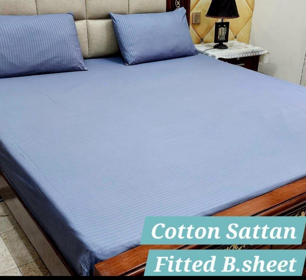 🌟 "Cotton Satin Fitted Bed Sheet – 1 Color, Soft & Wrinkle-Free Bedding | Premium Comfort at SAJewelryPK.com"