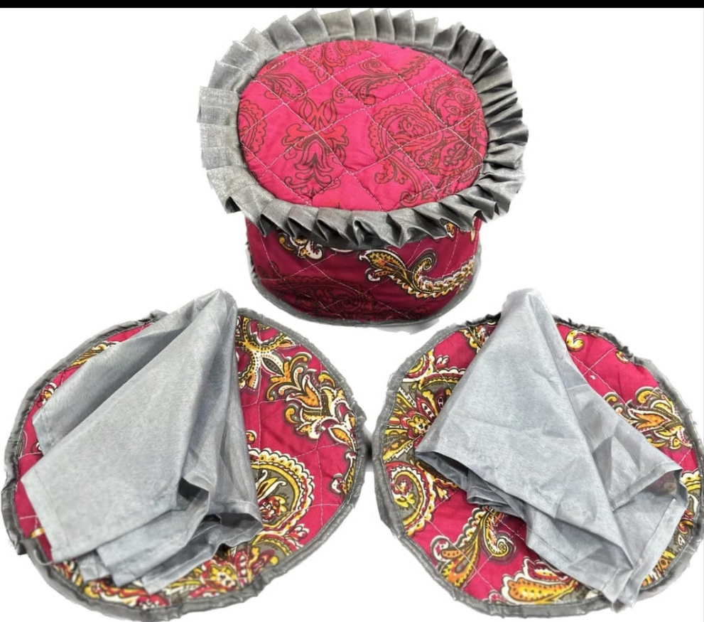 5 Pcs Quilted Hot Pot Set – Insulated Dish Covers for Roti, Handi & Serving Bowls SA jewelry Pk