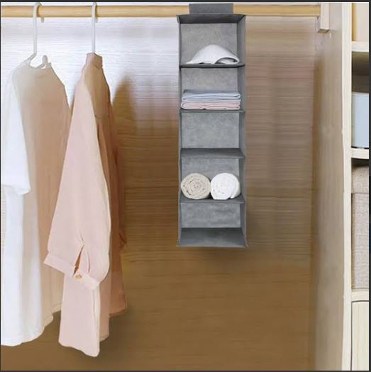 5 Layer Foldable Closet Organizer – Space Saving Hanging Storage Shelf SA jewelry pk