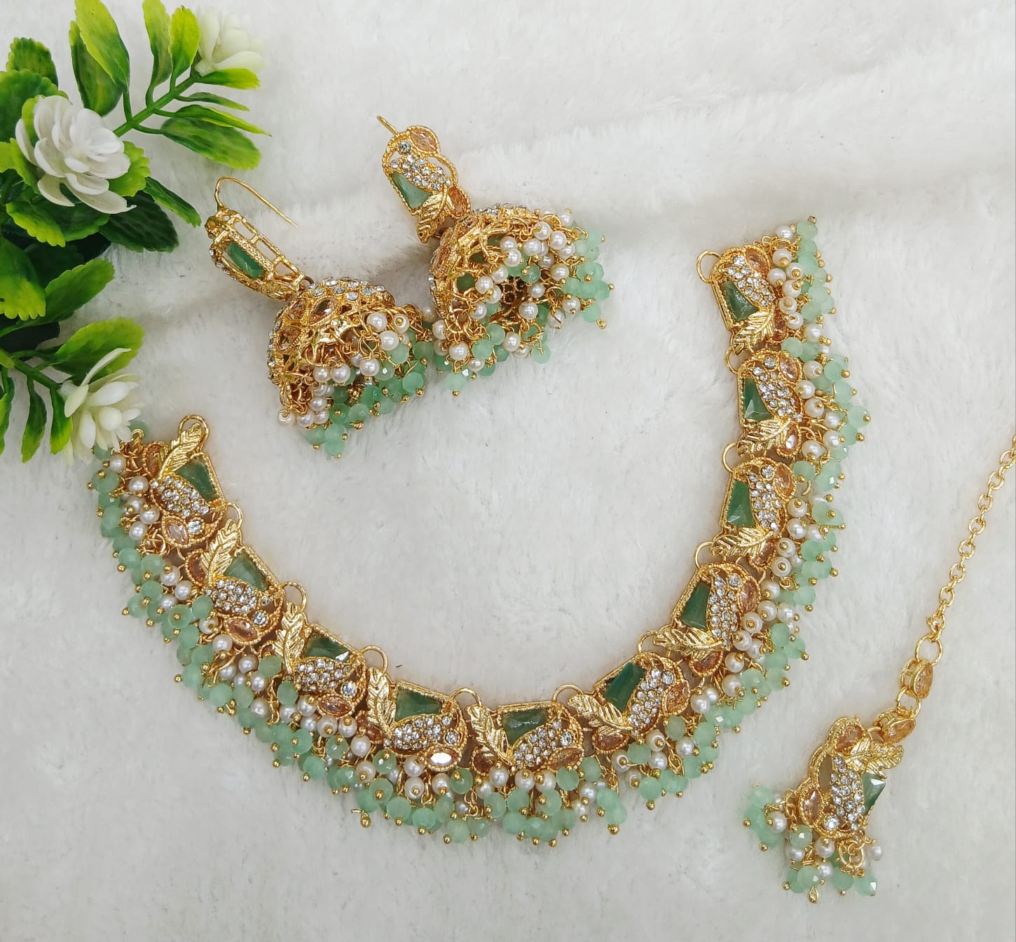 Original zerconiac necklace set with teeka