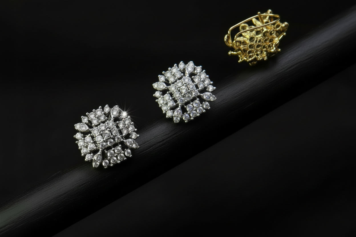 Gold plated 2 tone Ganga Jamni Jadao Zircon stones tops SA jewelry pk