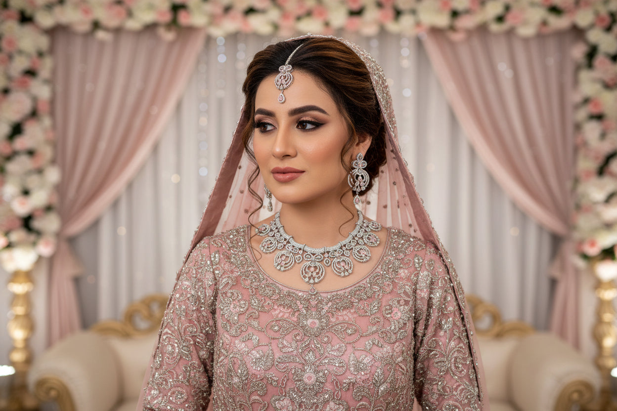 “AD-1 Carrot   Necklace Set – Gold-Plated Jewelry with Original Stones for Weddings & Parties” SA jewelry pk