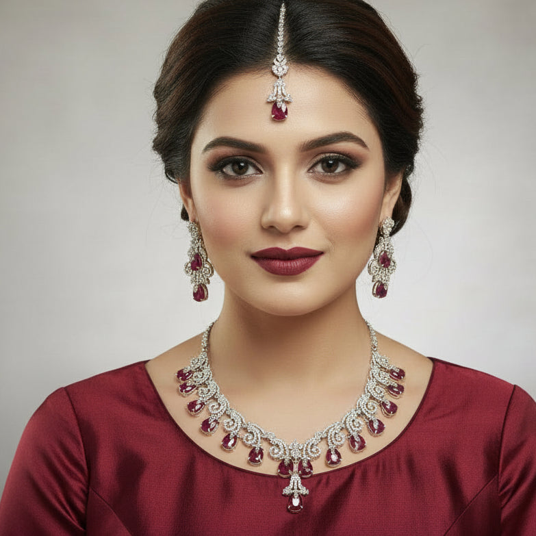 “AD-1 Carrot  two tone Necklace Set – Gold-Plated Jewelry with Original Stones for Weddings & Parties” SA jewelry pk