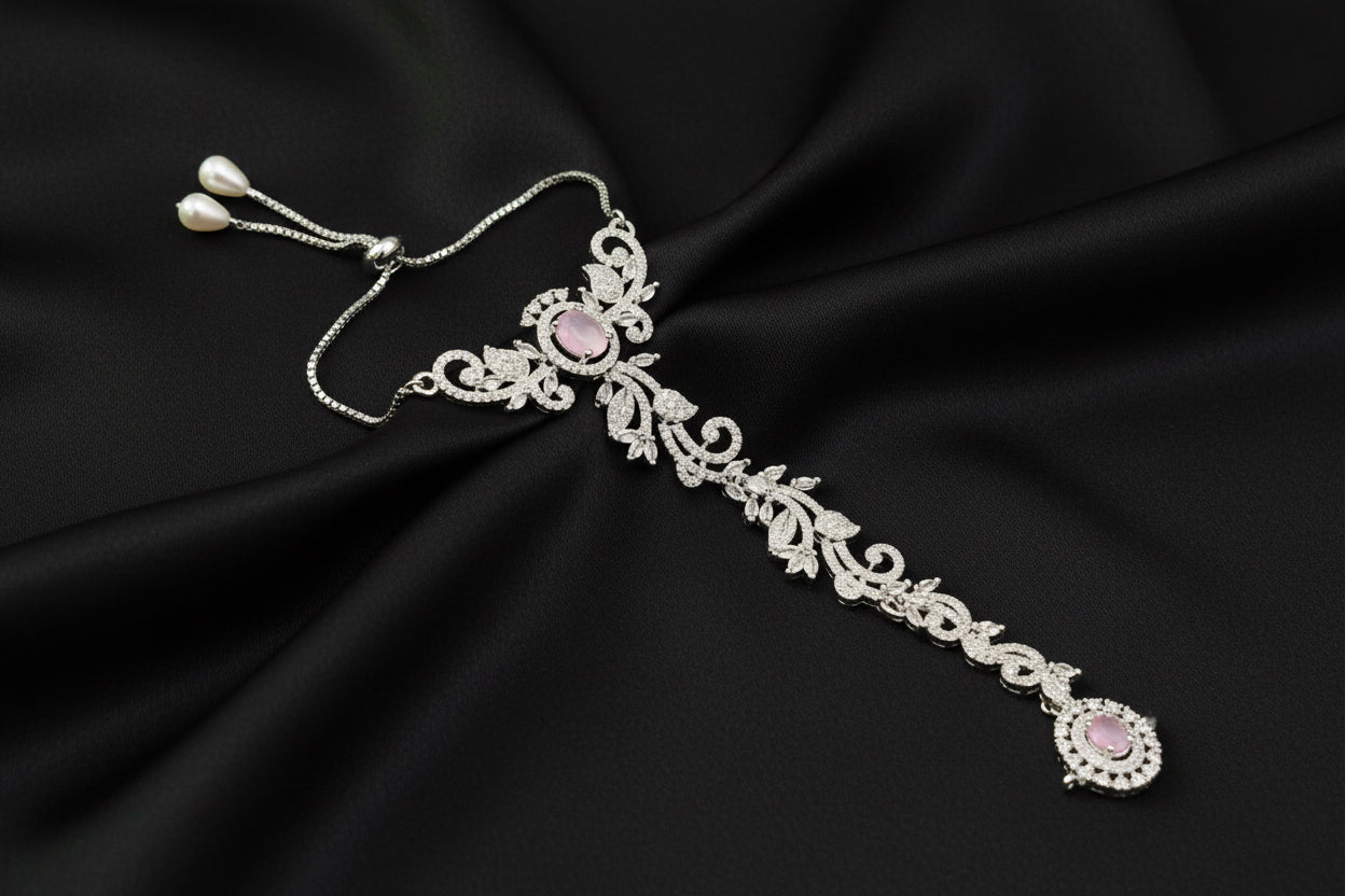 American Diamond one finger bracelet with adjustable ring SA jewelry pk