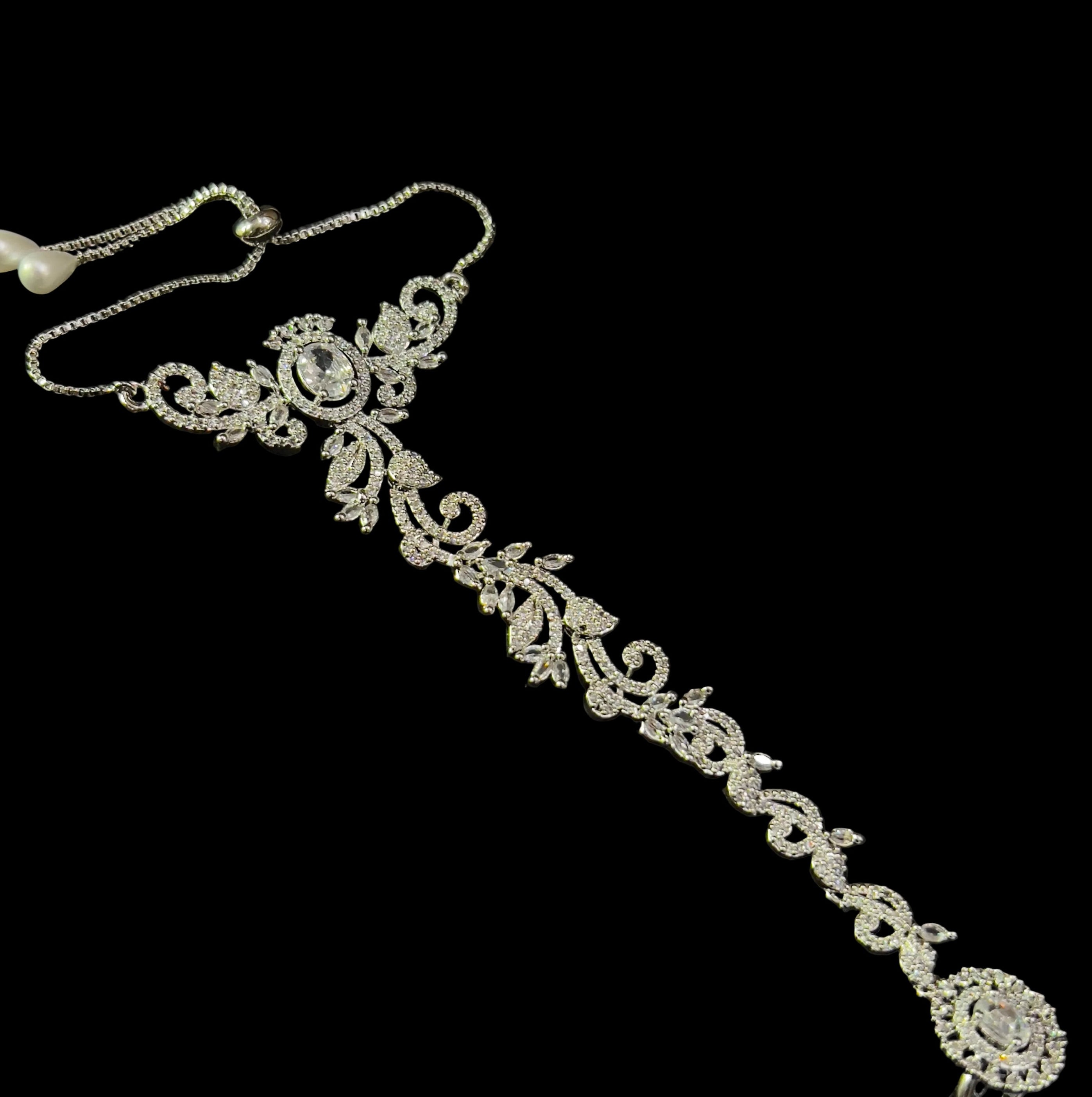 American Diamond one finger bracelet with adjustable ring SA jewelry pk