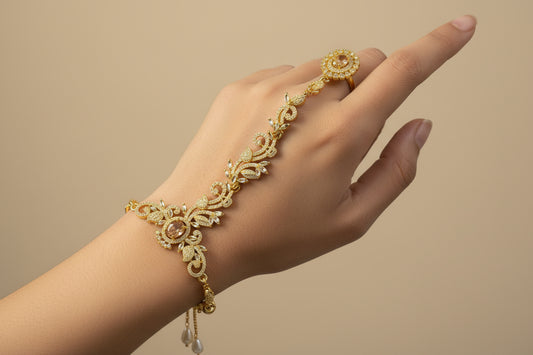 American Diamond one finger bracelet with adjustable ring SA jewelry pk