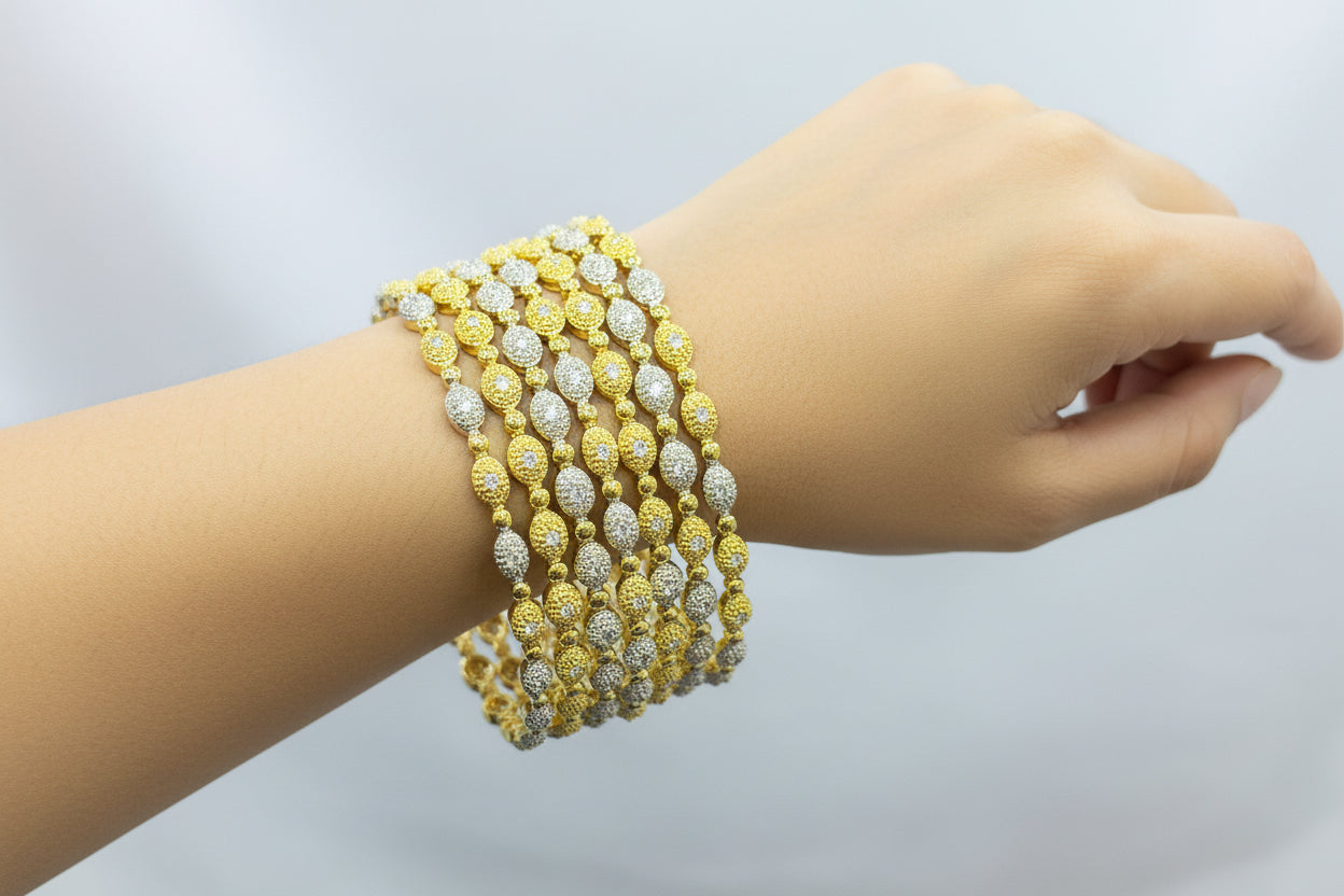 Ad one karat 2 tone jadao zercon stone bangles SA jewelry pk