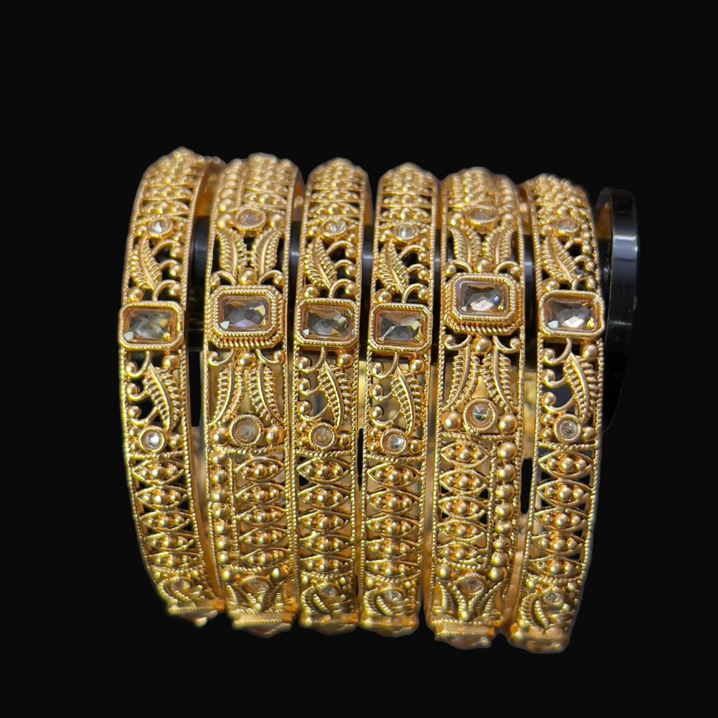Rajwadi Antique Gold Plated Bangles | Ruby Stone Kangan Set SA jewelry pk