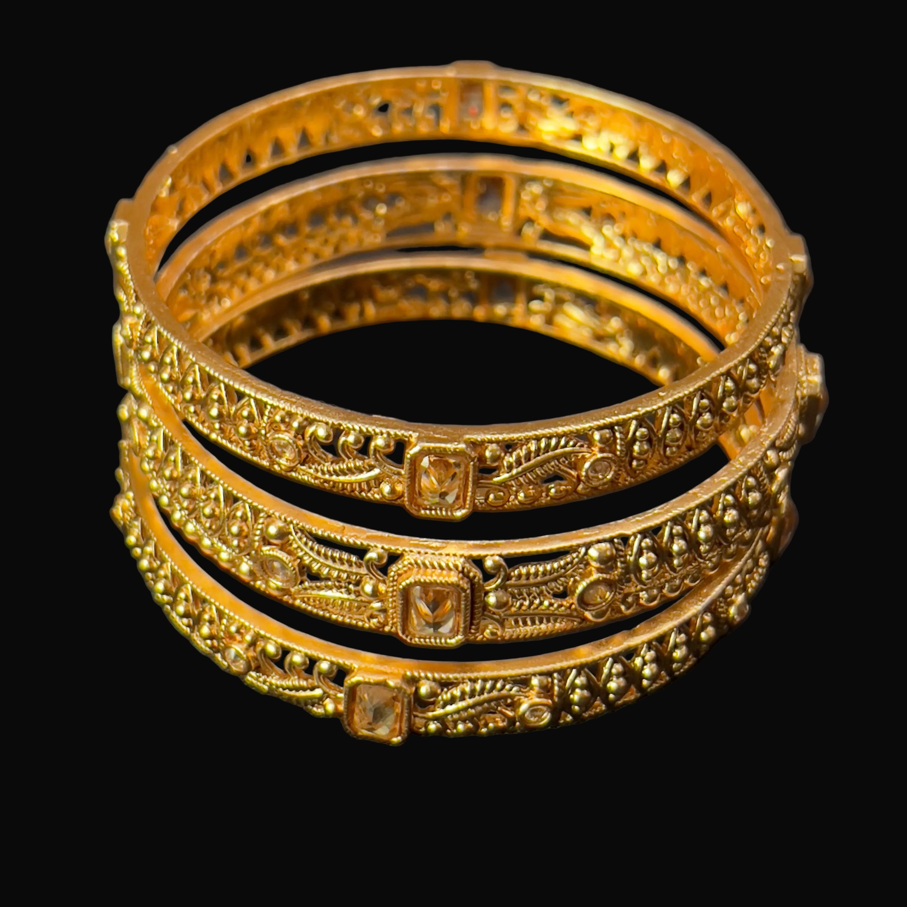 Rajwadi Antique Gold Plated Bangles | Ruby Stone Kangan Set SA jewelry pk