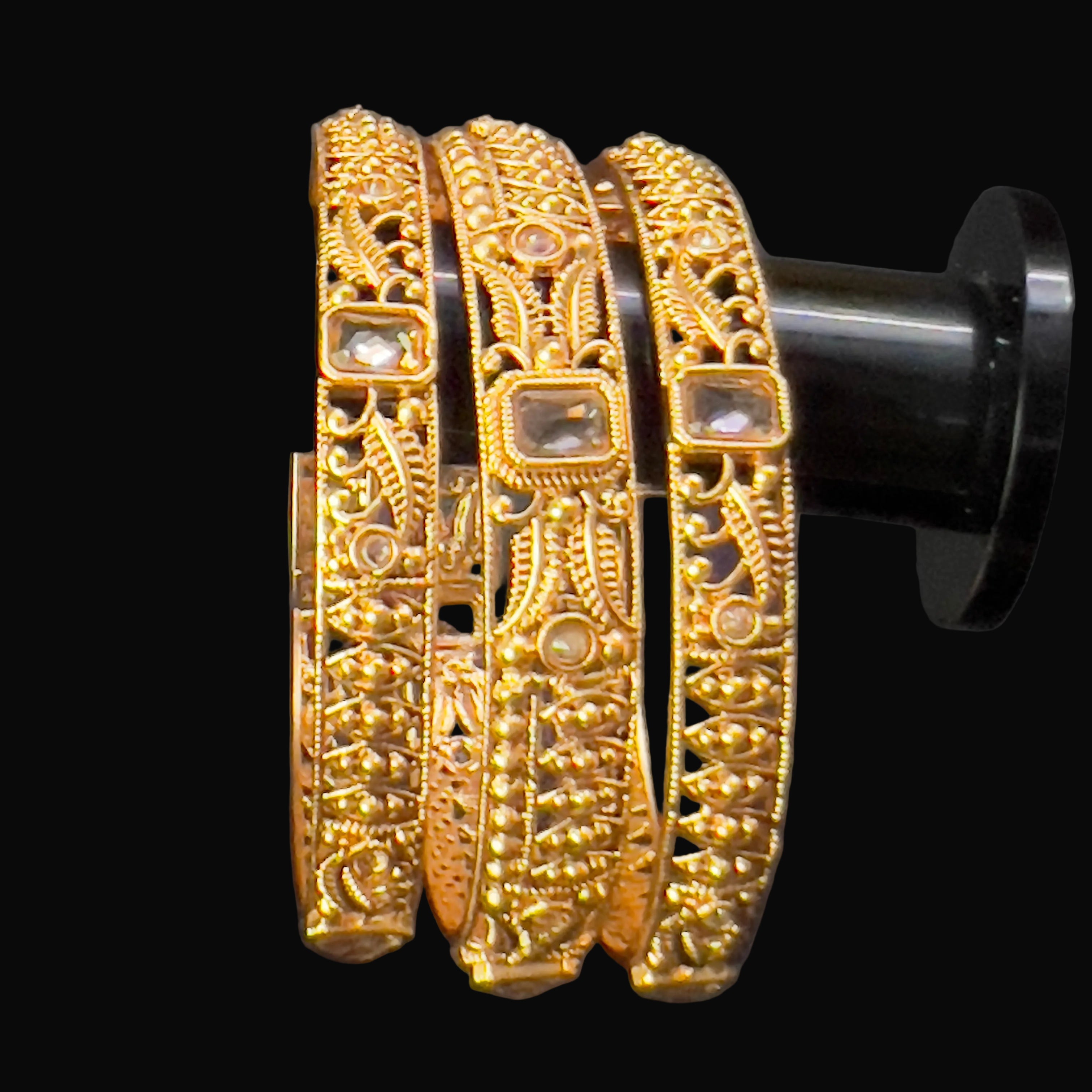 Rajwadi Antique Gold Plated Bangles | Ruby Stone Kangan Set SA jewelry pk