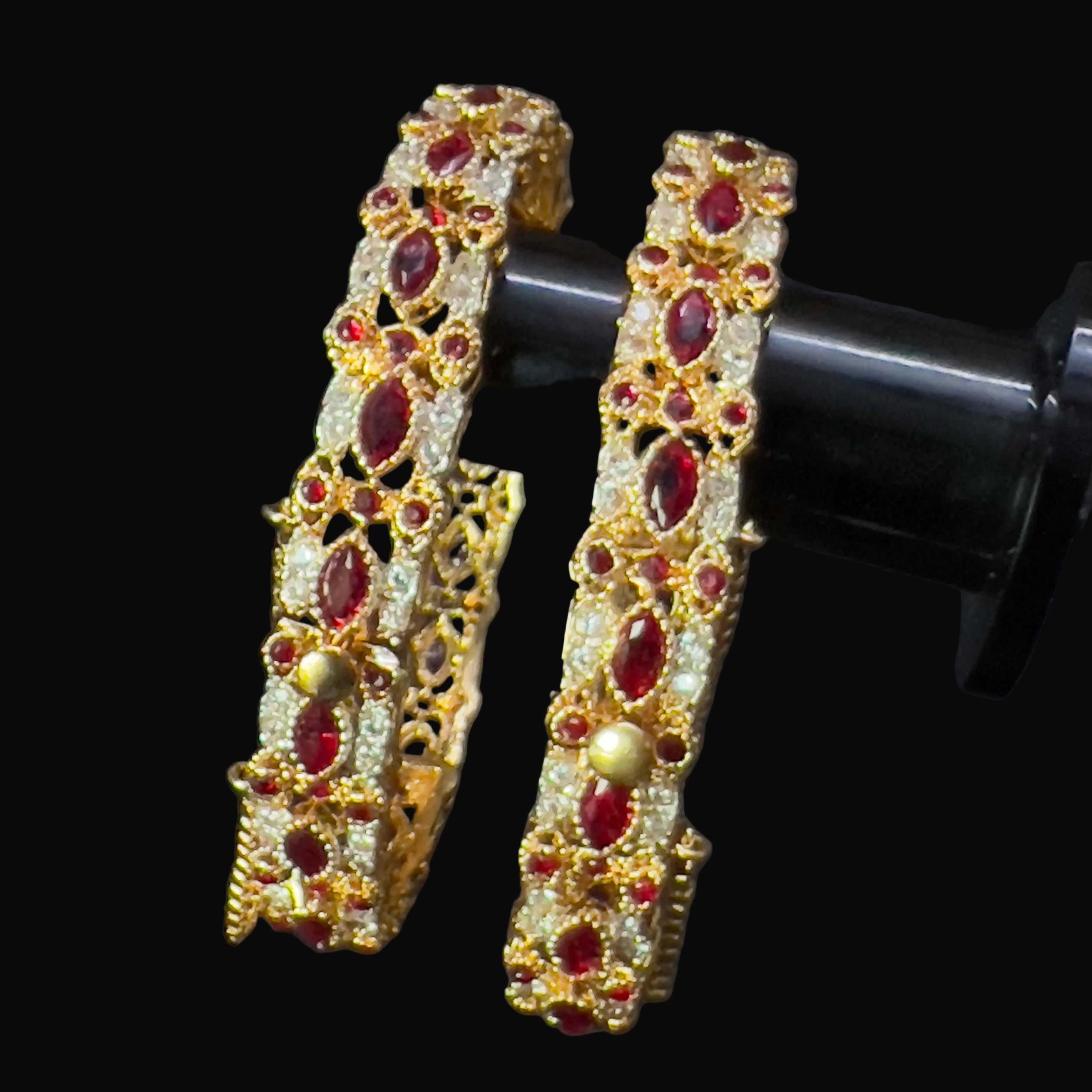 Gold Plated Ruby Stone openable bangles Set SA jewelry pk